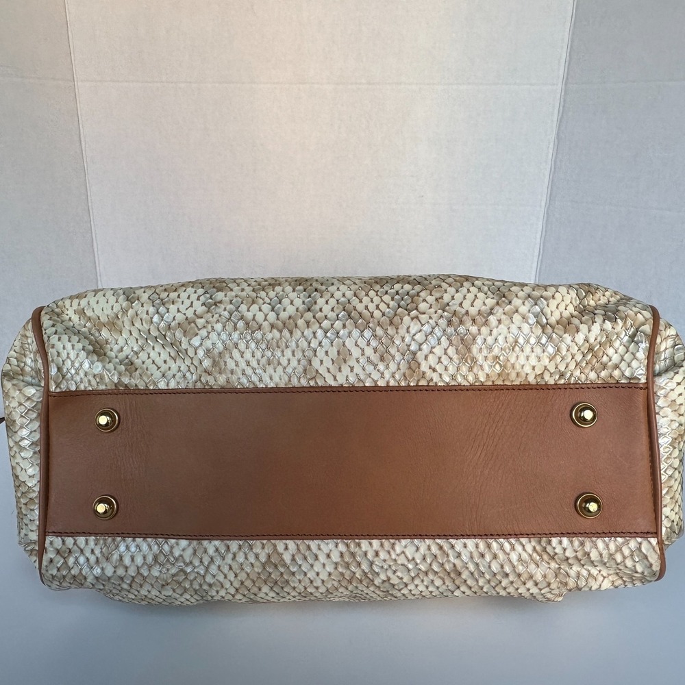 Brahmin Elisa Latte Java Gold Cream Embossed Leather Satchel Shoulder Bag - Picture 5 of 12